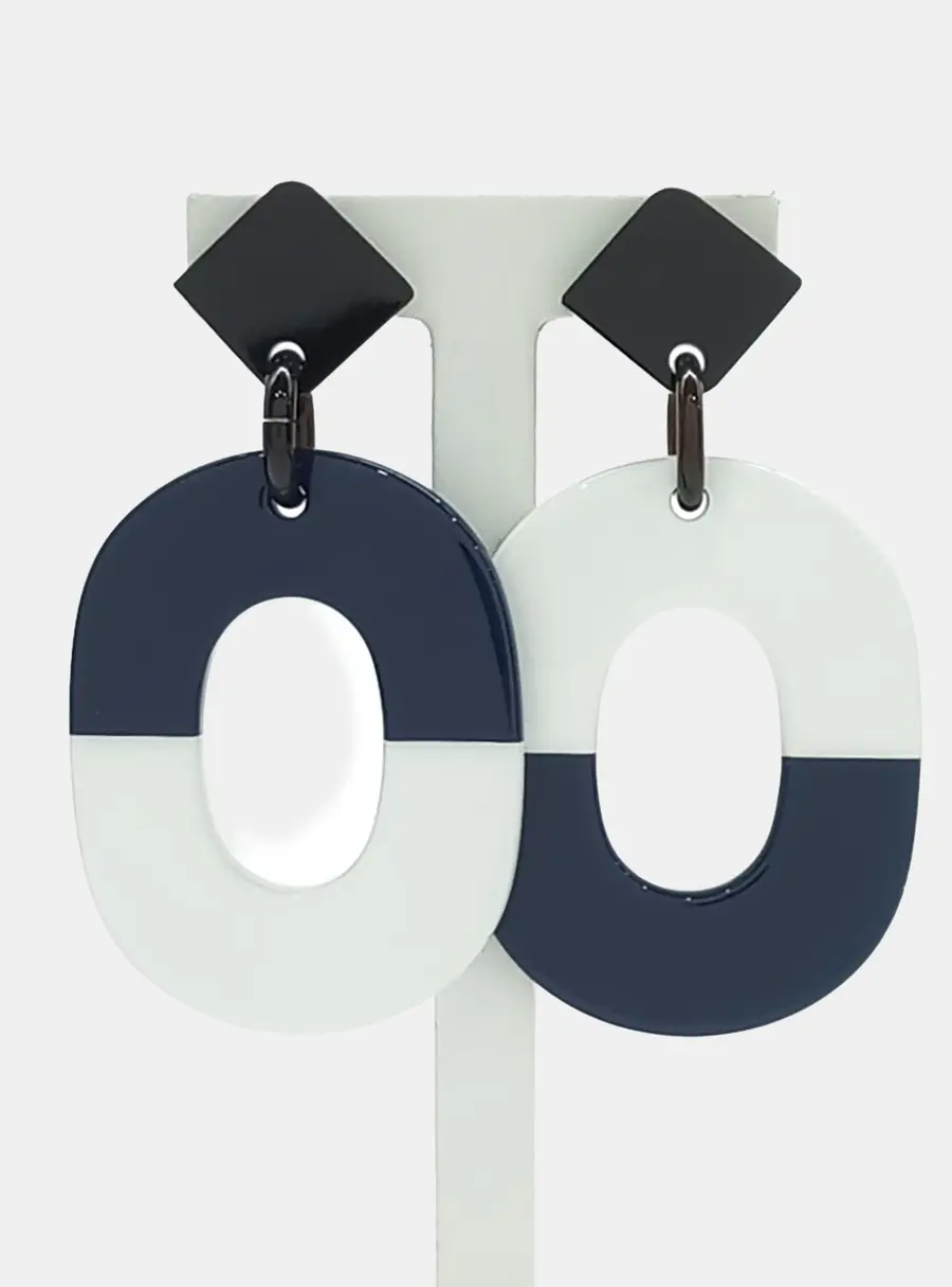 Herm&egrave;s Horn Blue, White Earrings