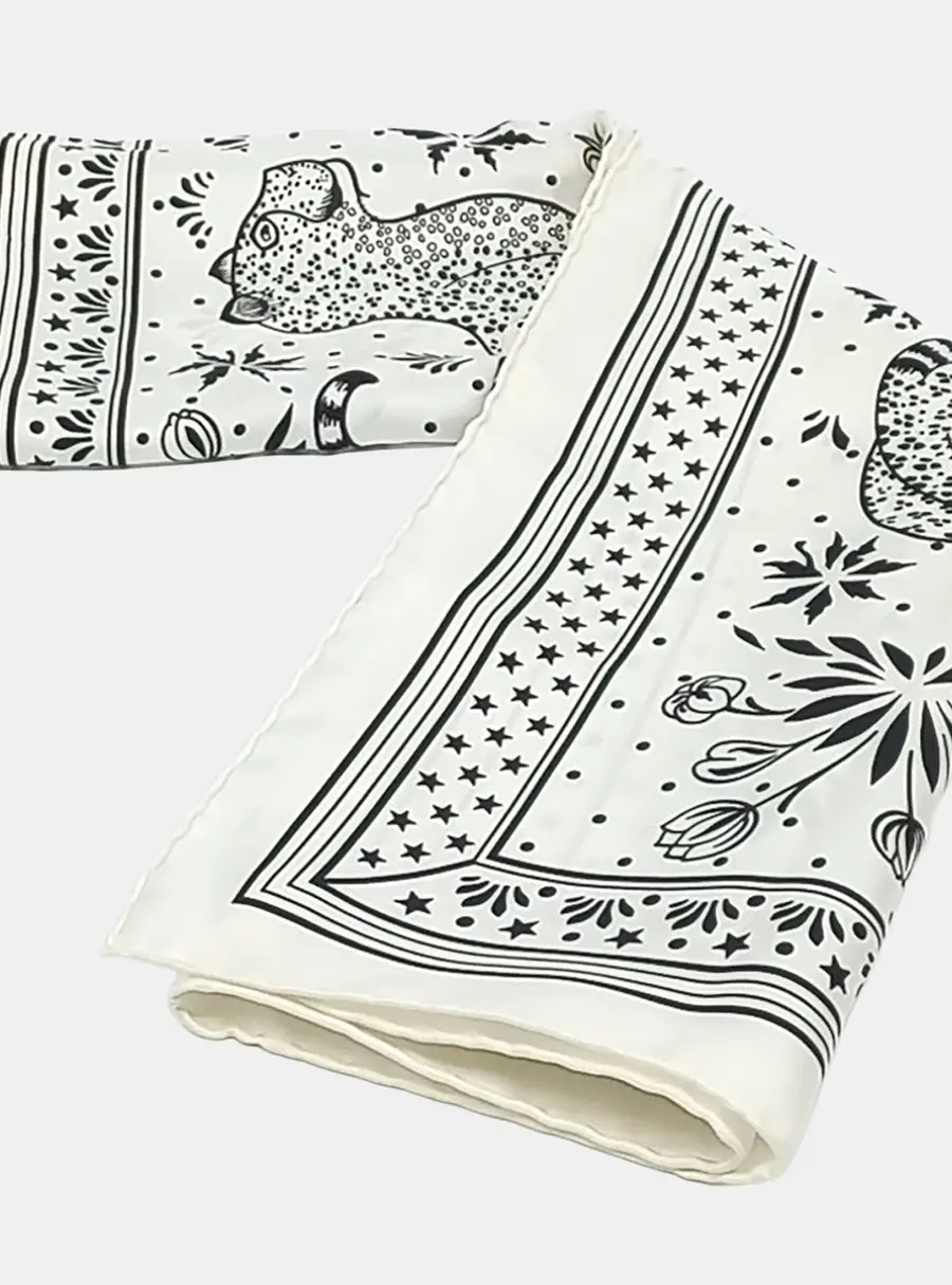 Herm&egrave;s silk Ivory & Black scarf