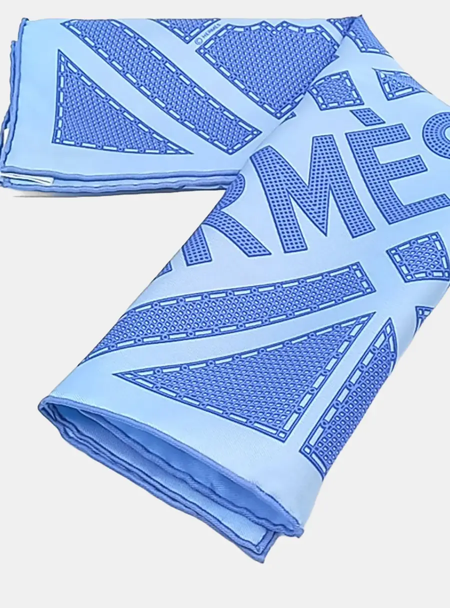 Herm&egrave;s silk Blue Petite Scarf