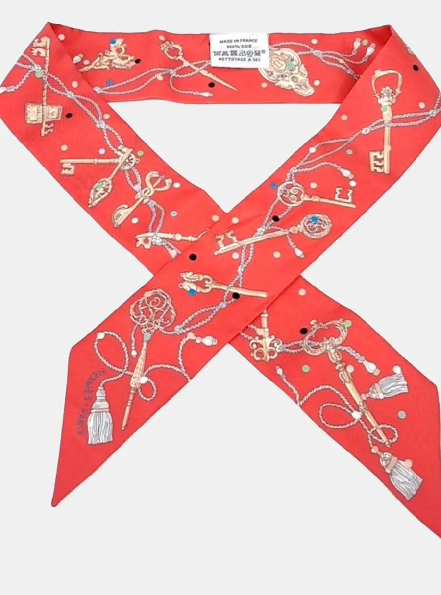Herm&egrave;s Multicolor/Red Twilly scarf
