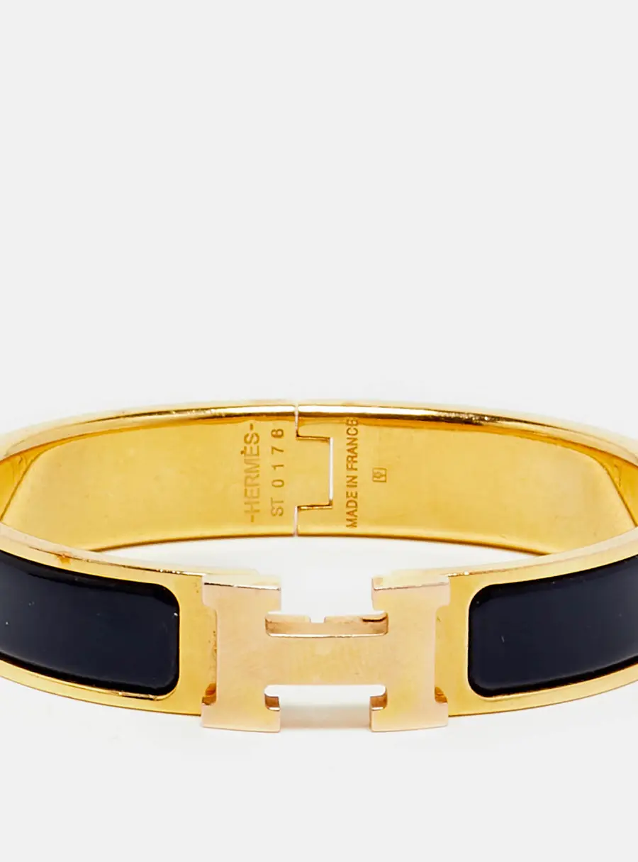 Hermès Clic H Enamel Gold Tone Bracelet