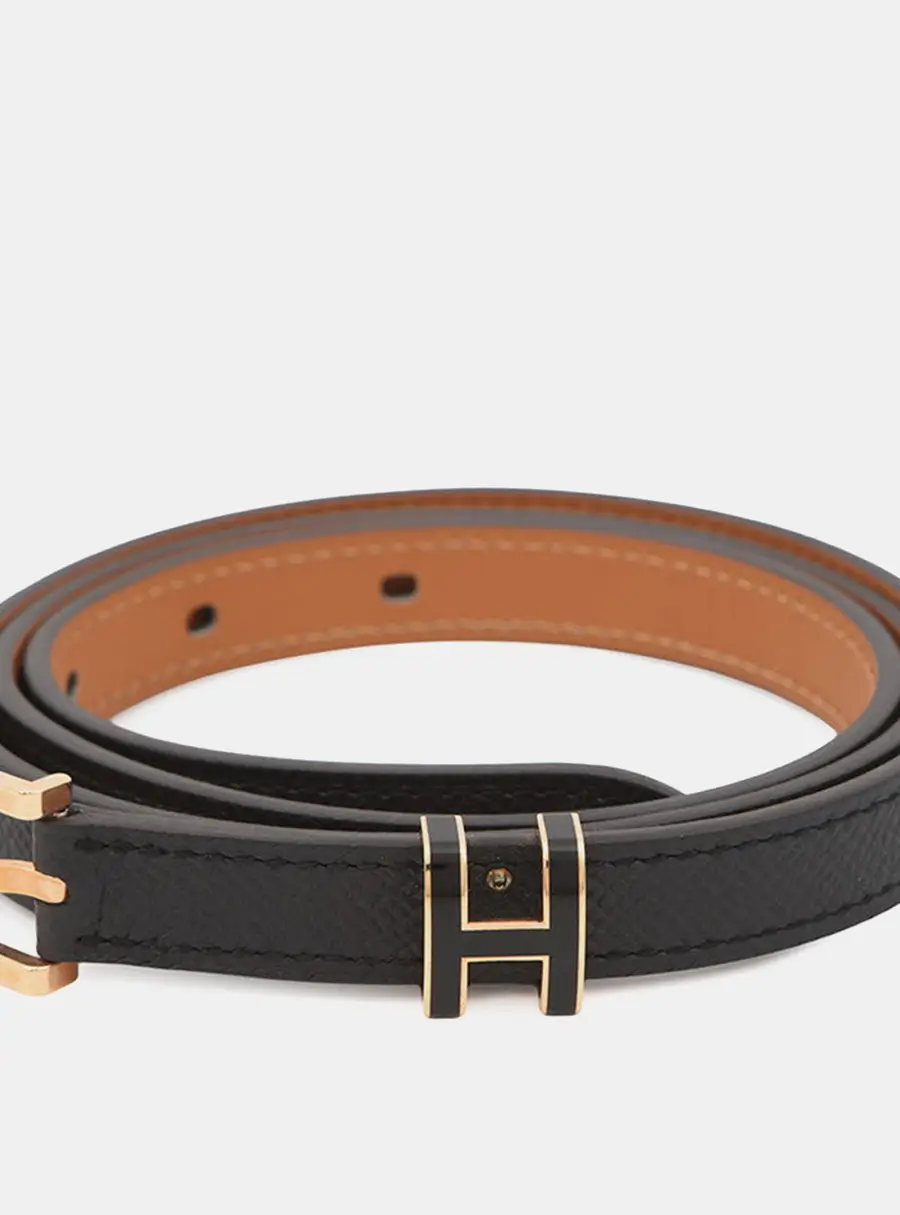 Hermes Pop H Belt Size 85 Black/Gold Epsom