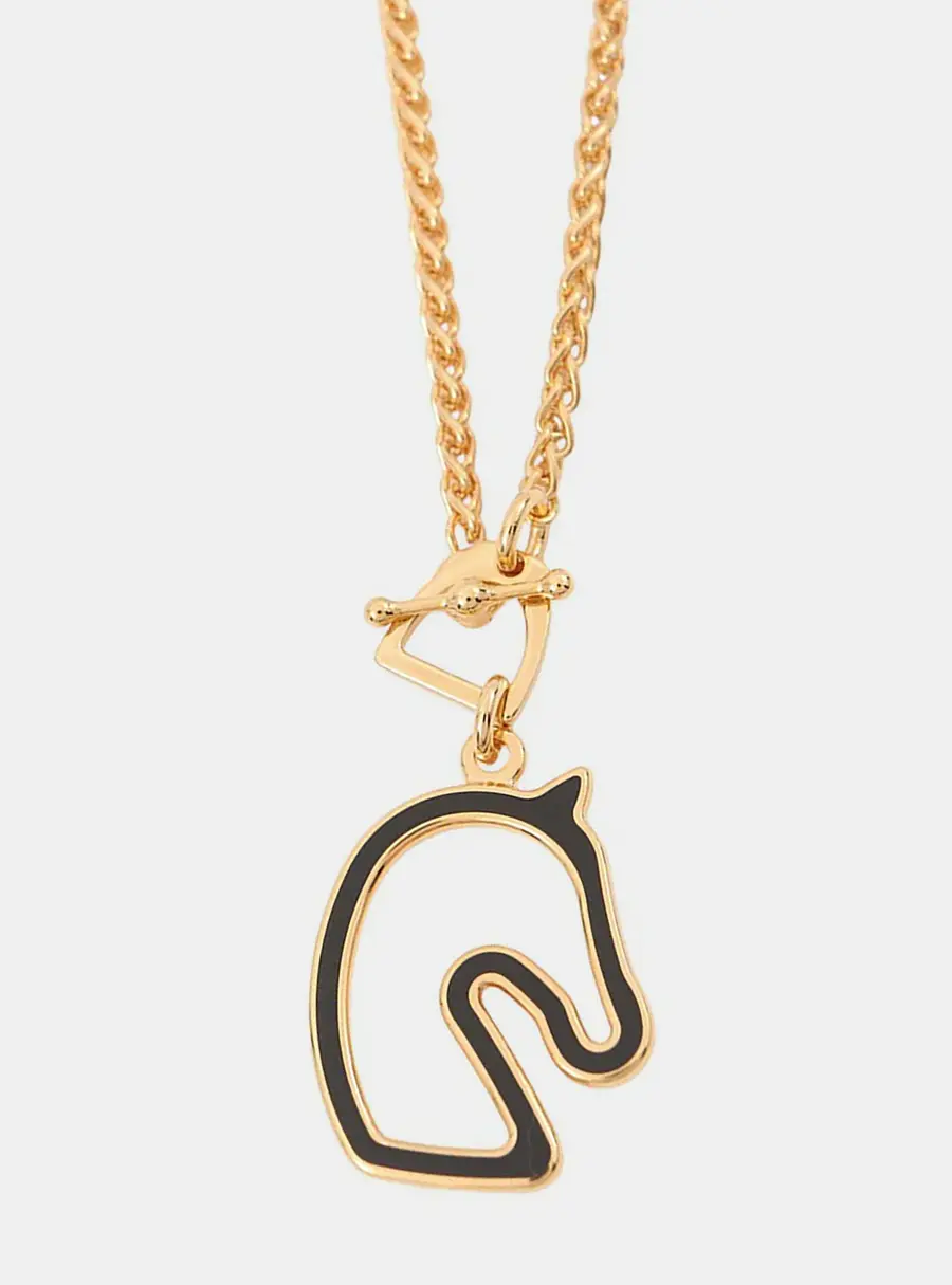 Hermes Tonnerre Necklace Size Pm Black Metal