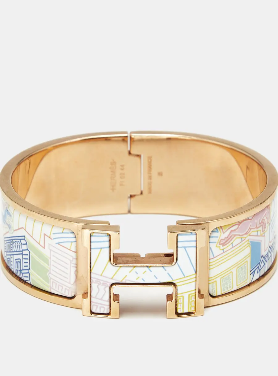 Herm&egrave;s Clic Clac H Faubourg City Enamel Rose Gold Plated Bracelet
