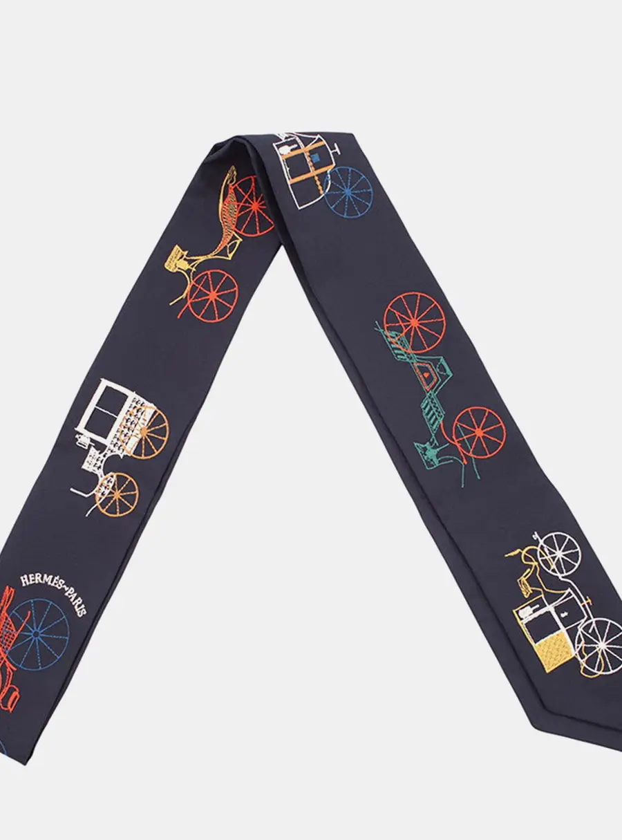 Hermes Twilly Long Twilly A To Berlin Blue Noir/Multicolor Silk100%