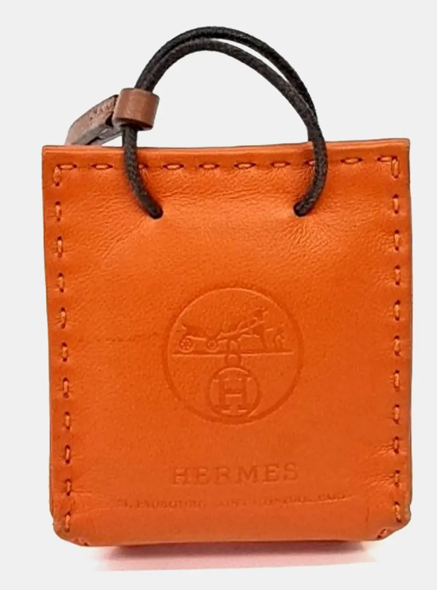 Hermès Sac Orange Leather Bag Charm (Z)