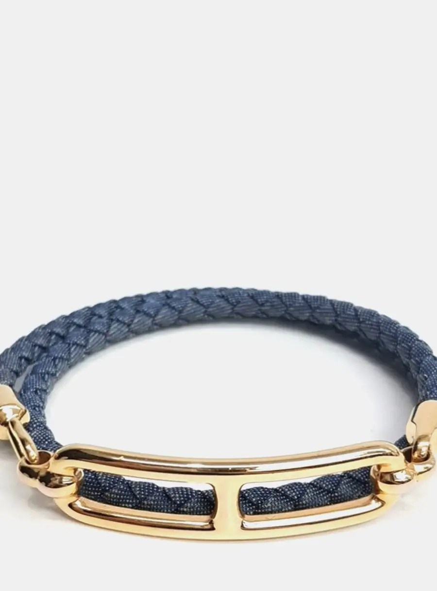 Herm&egrave;s Roulis Blue Denim Double Tour Bracelet