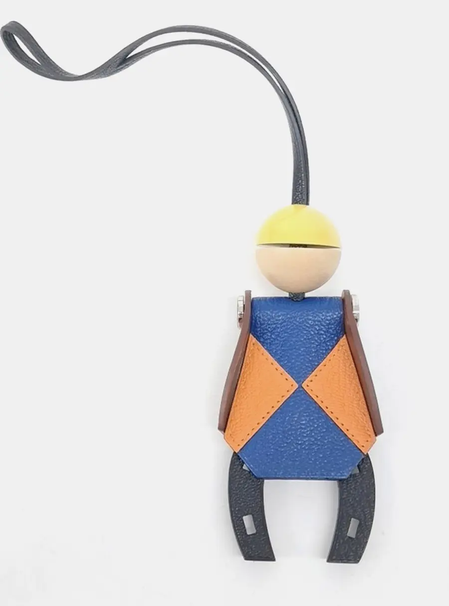 Herm&egrave;s Jockey Multicolor Leather Bag Charm (B)