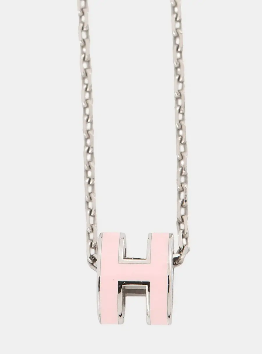 Hermes Pop Ash Necklace Size Mini Rose Dragee Gold Plated Lacquer