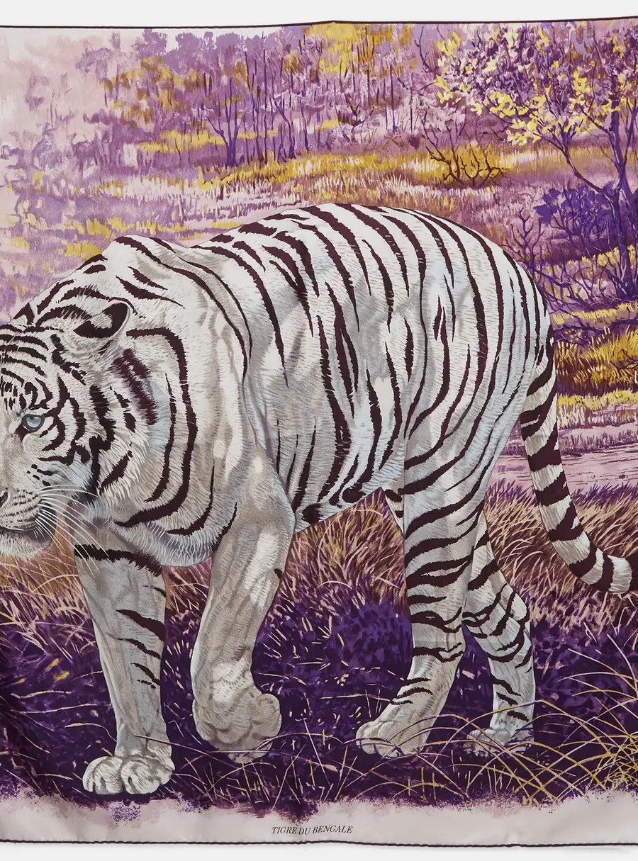 Hermès Purple Tigre du Bengale Silk Square Scarf