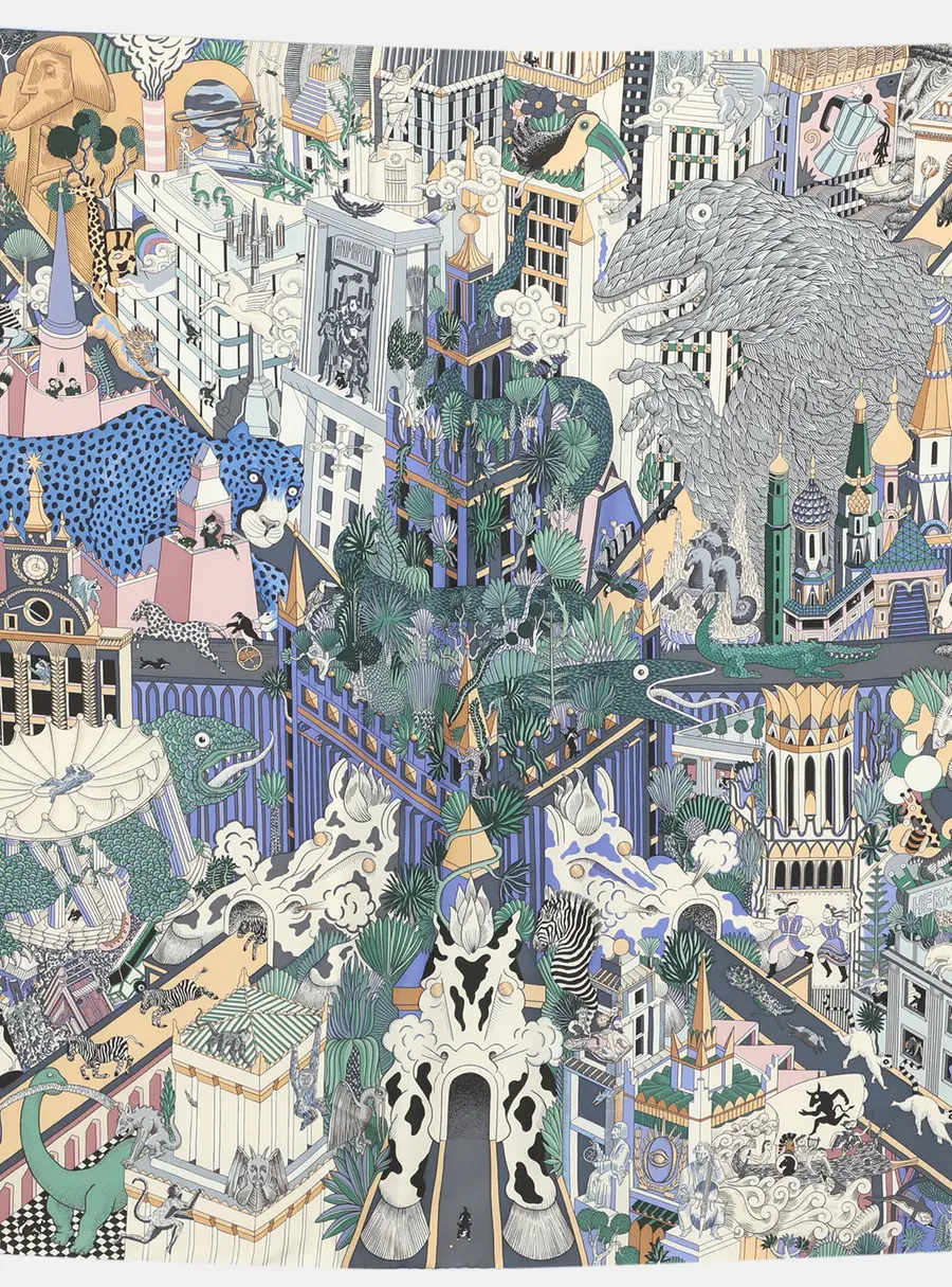 Hermès Multicolor Silk Animapolis Carre Scarf