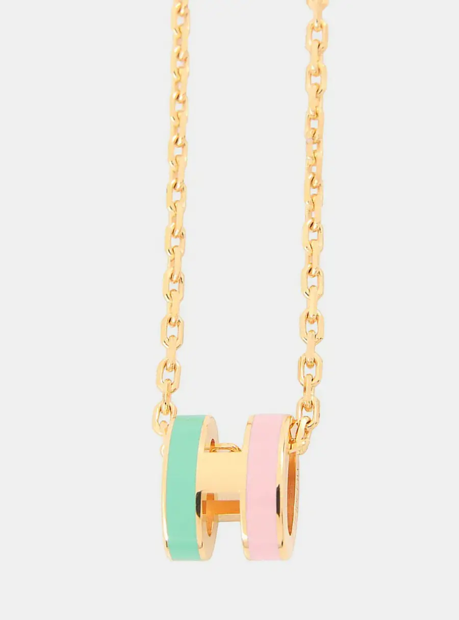 Hermes Pop Ash Necklace Rocabar Size Mini Malabar Gold Plated Lacquer