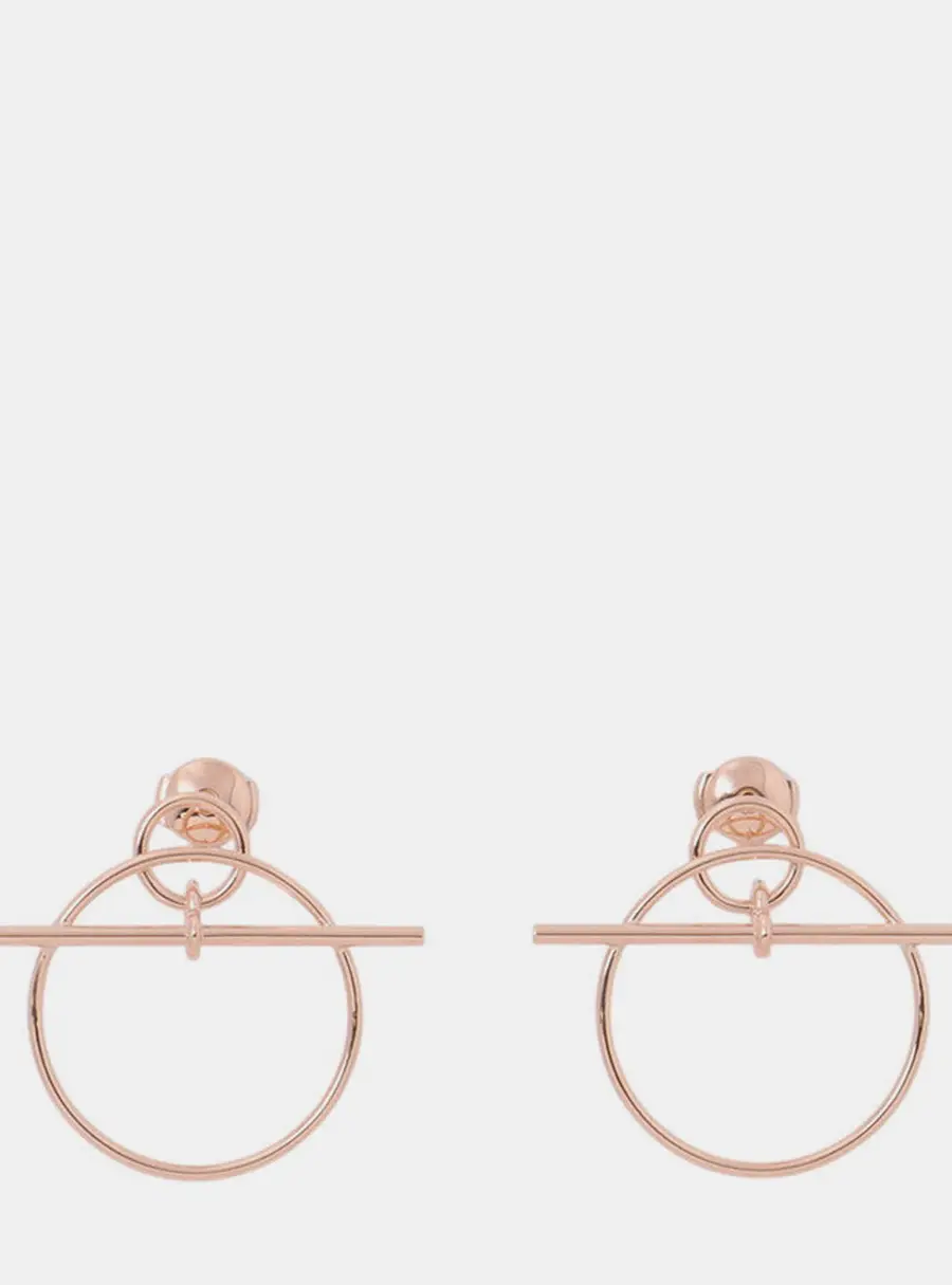 Hermes Echappee Loop Earrings Size Pm 18K Pink Gold