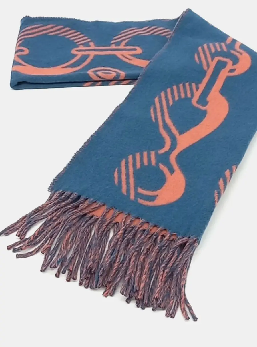 Hermes Blue/Pink Cashmere Scarf
