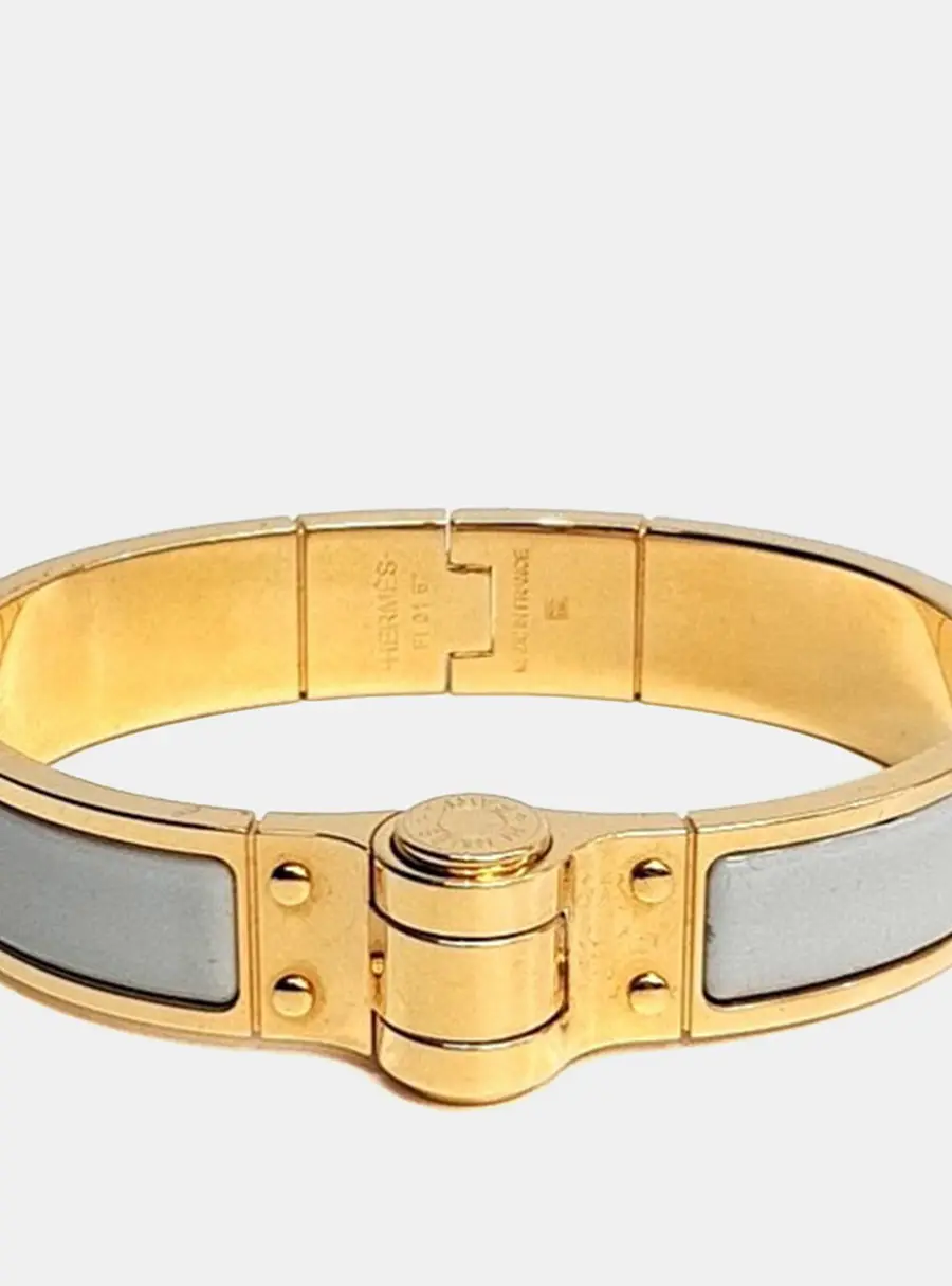 Hermès Hinge Sky Blue/Gold Bracelet