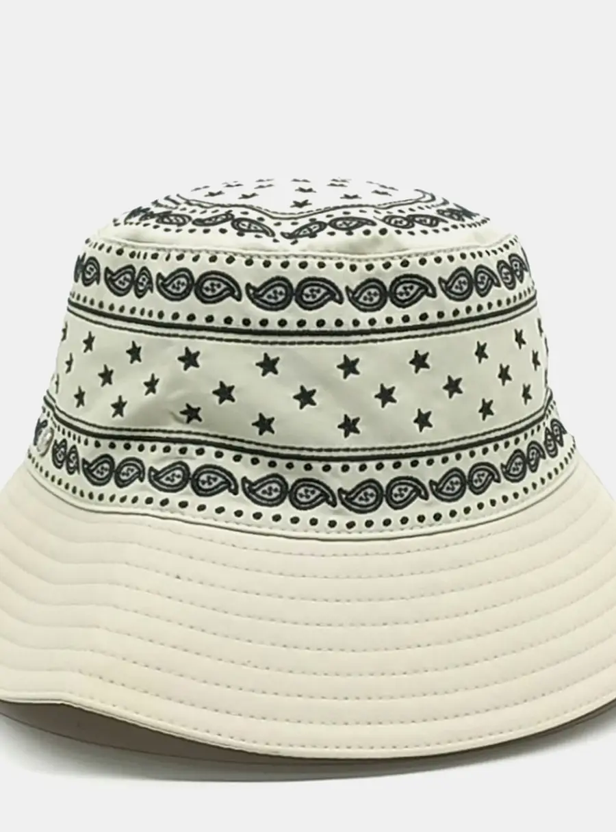 Hermes Balade Bandana Cream/Black Cotton Polyamide Bucket Hat