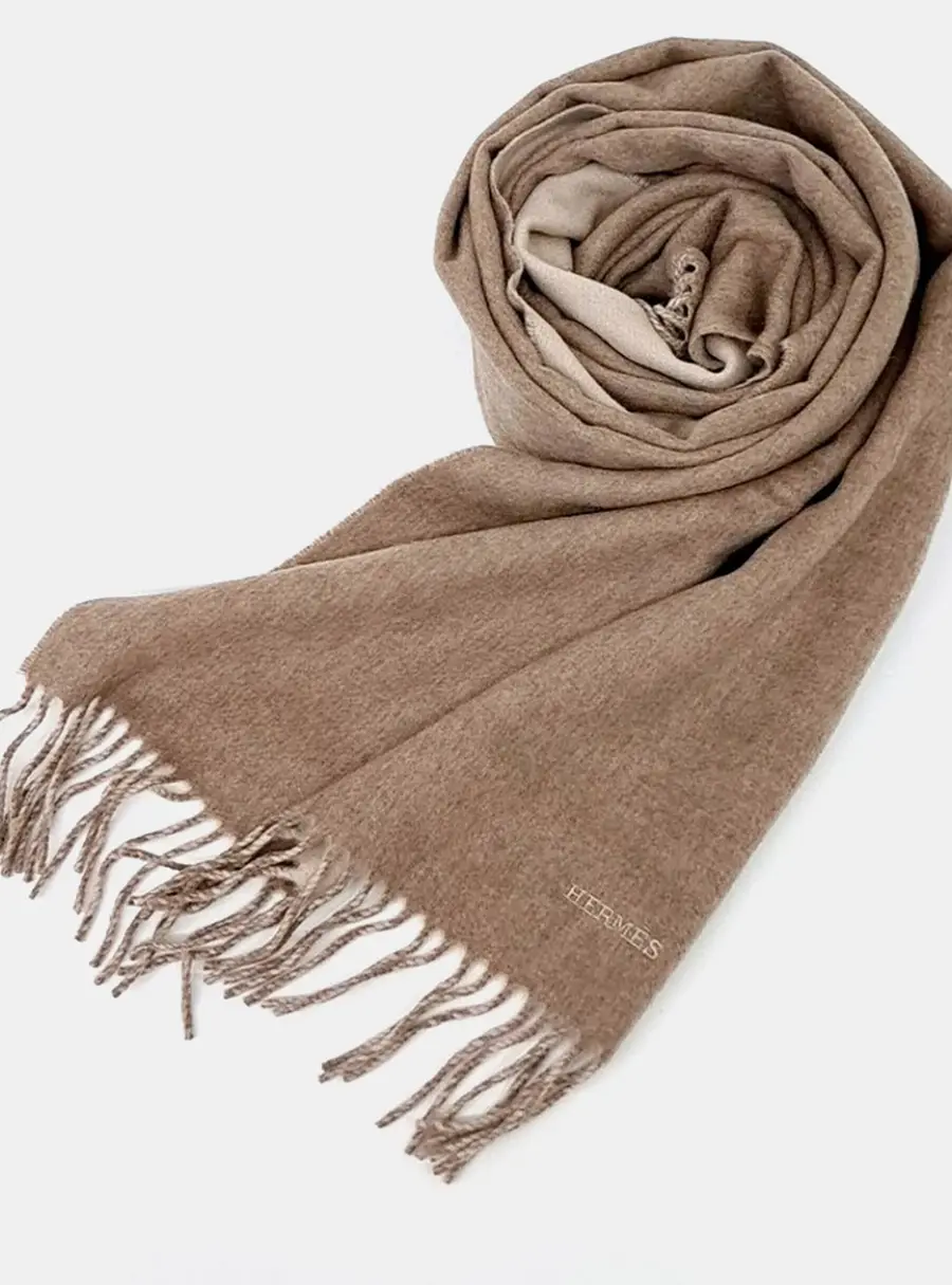 Hermes Brown Cashmere Scarf
