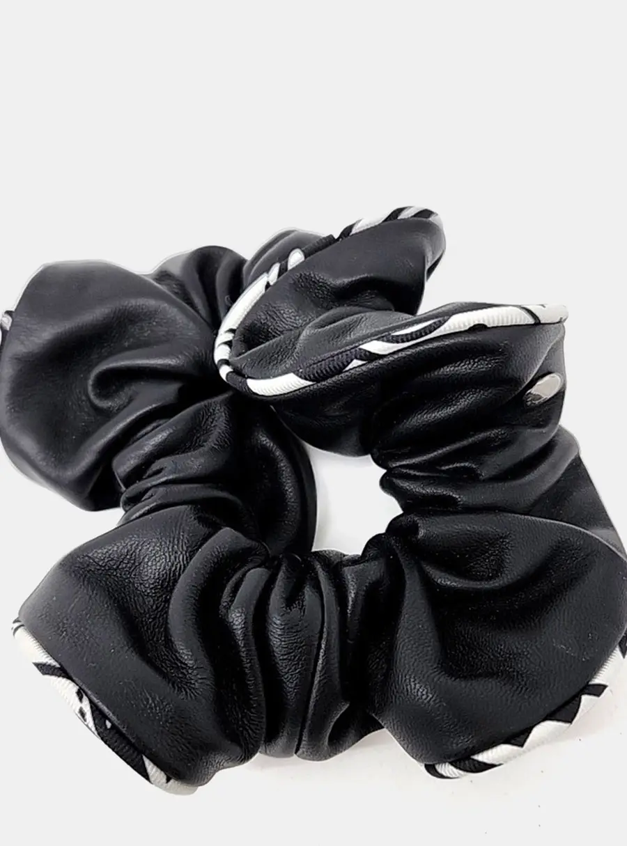 Hermes Black/White Leather Hair Band