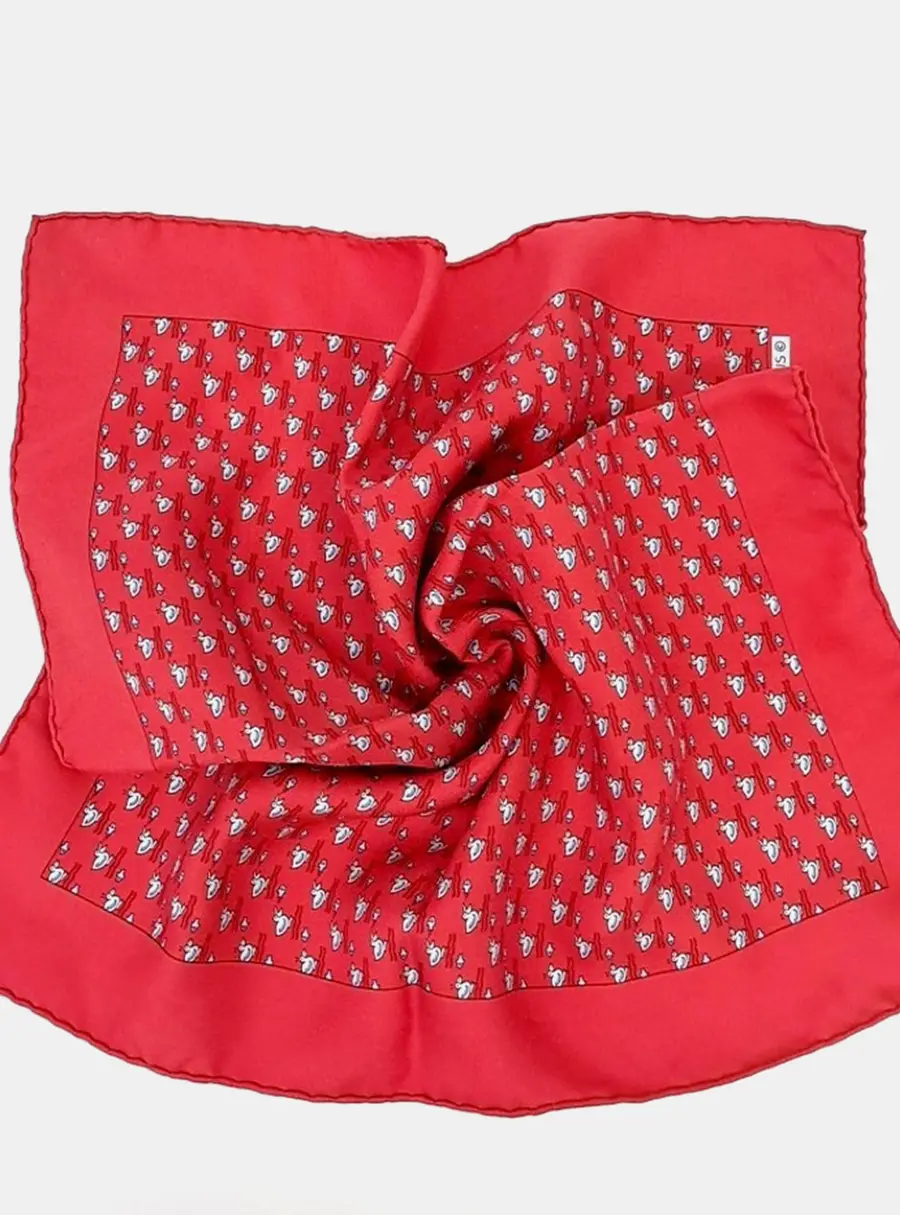 Herm&egrave;s Petite Red/Multicolor SIlk Scarf