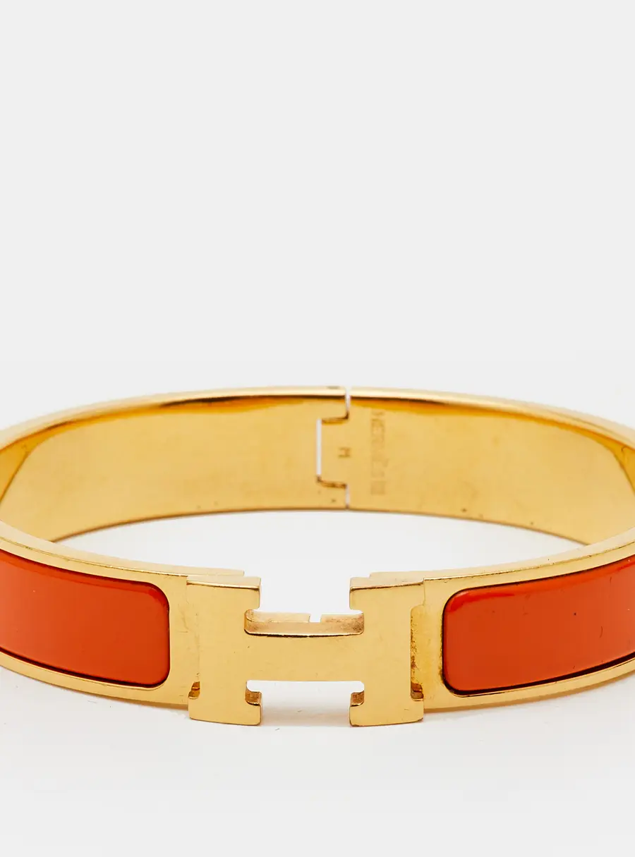 Herm&egrave;s Clic H Enamel Gold Plated Bracelet