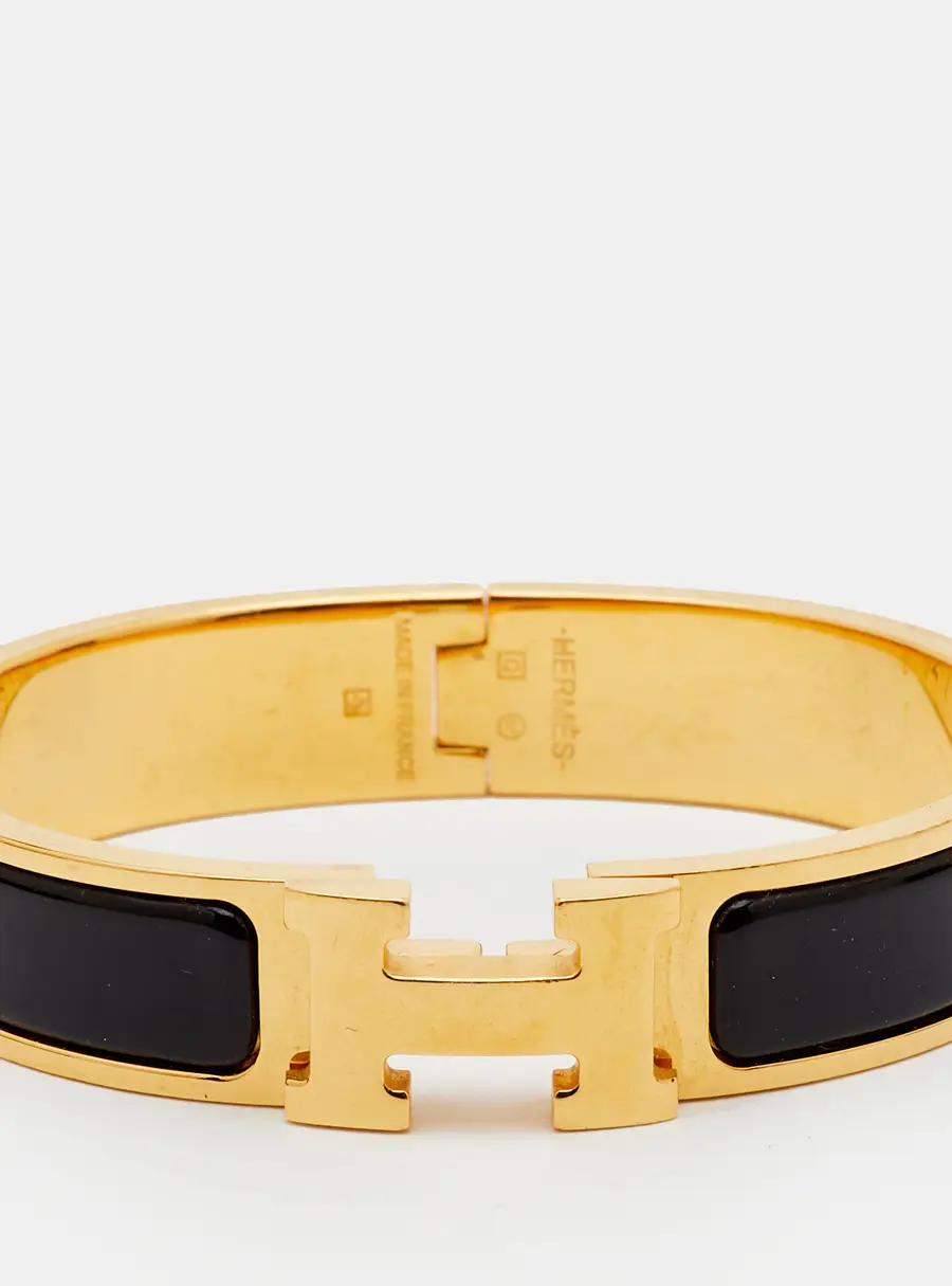 Herm&egrave;s Clic H Enamel Gold Plated Bracelet