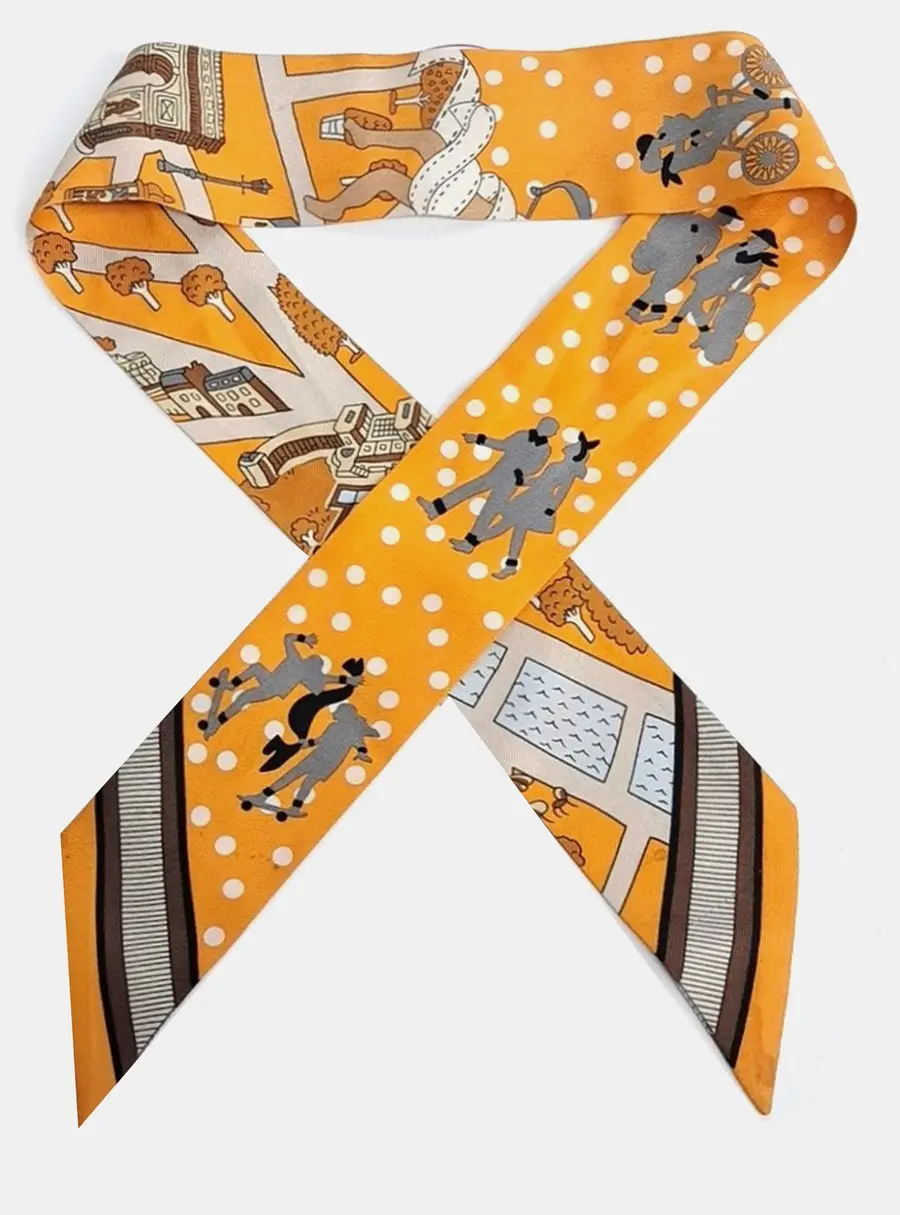 Hermès Orange Silk Twilly scarf