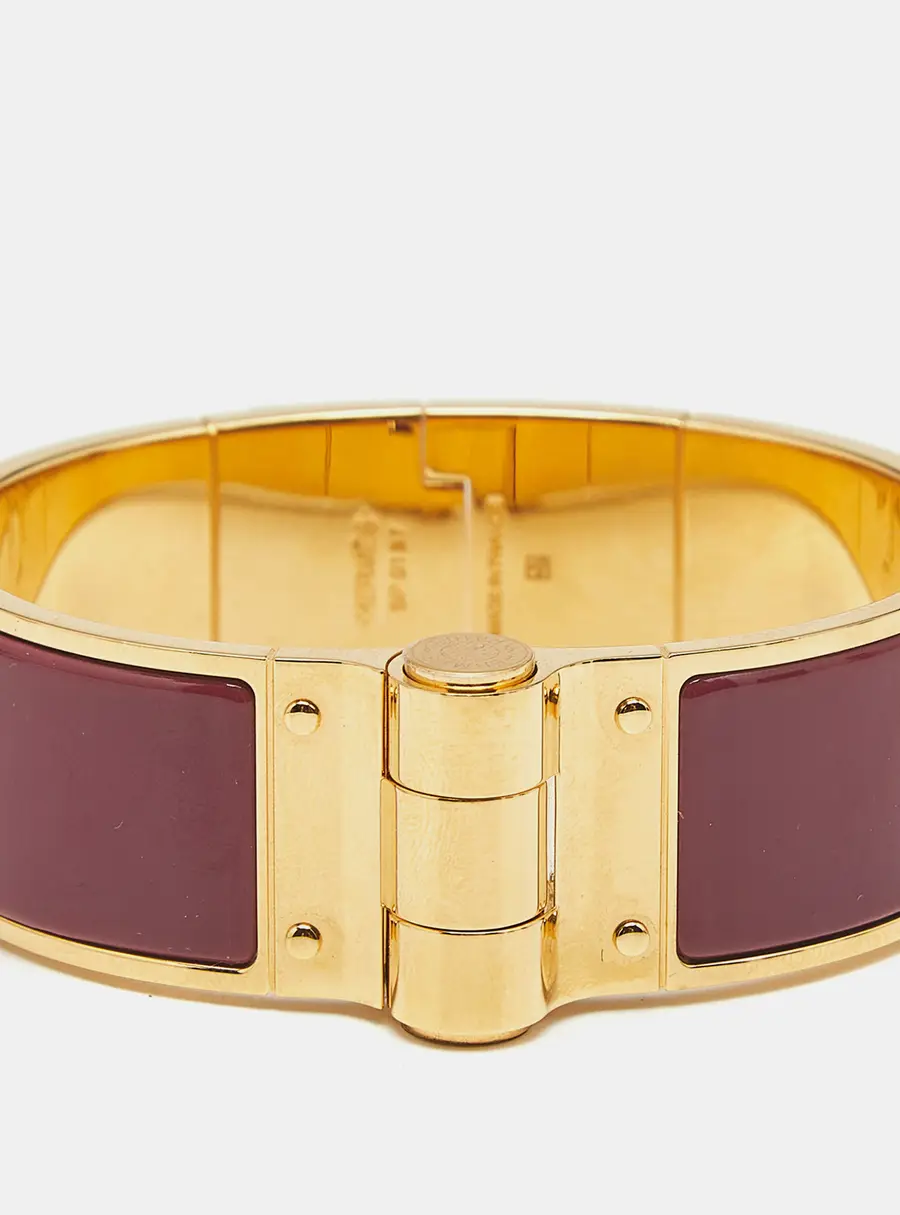 Herm&egrave;s Hinged Enamel Gold Plated Bracelet