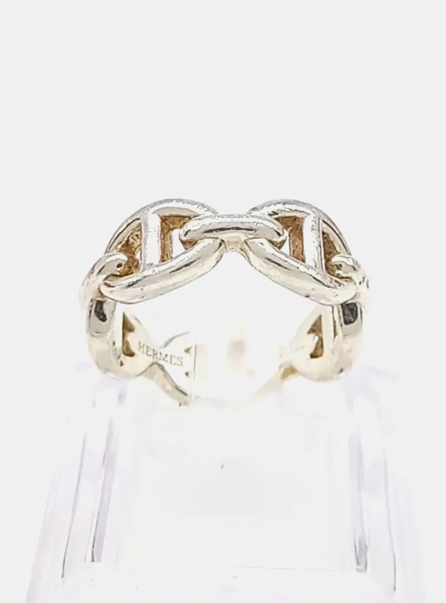 Herm&egrave;s Silver Chandal Ring EU 49