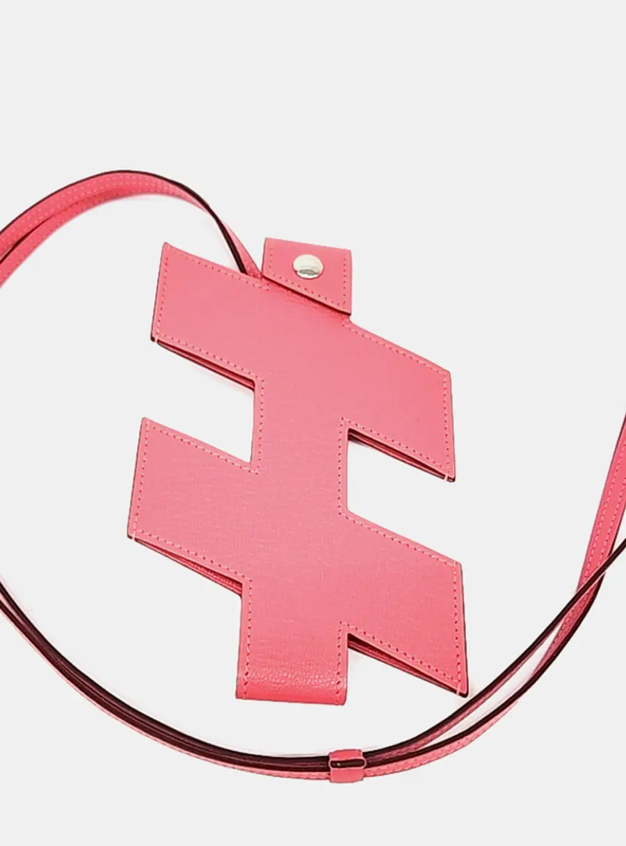 Hermès H Pink Leather Phone Case Necklace (Y)