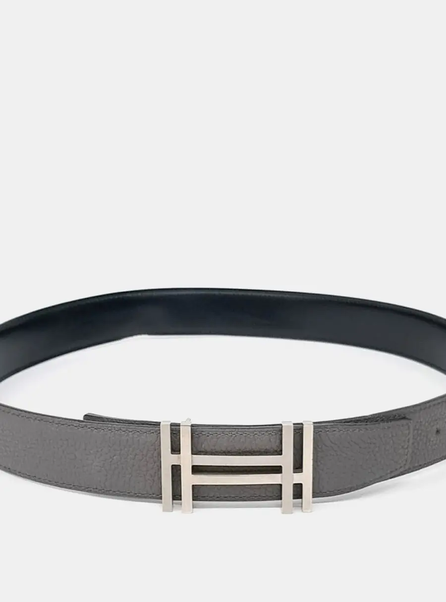 Hermès Grey Leather Reversible Belt (C)