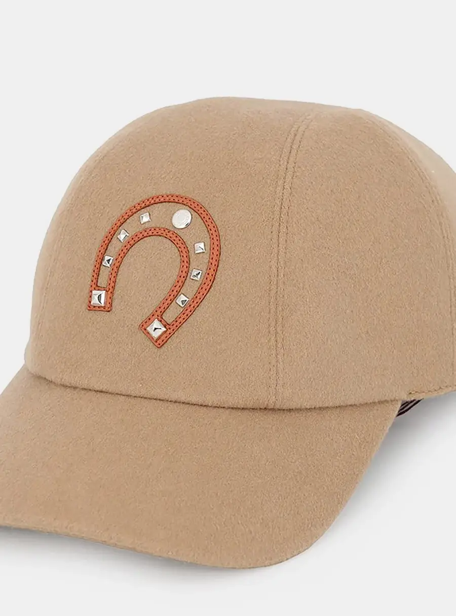 Hermes Cap "Davis Lucky" Size 58 Biscuit/Gold Cashmere