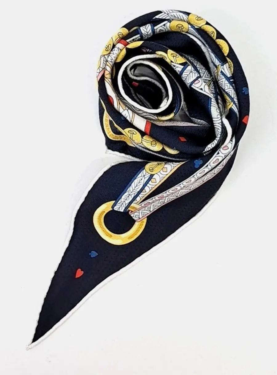 Hermes Navy Blue/Multicolor Silk Nano Lozange Scarf