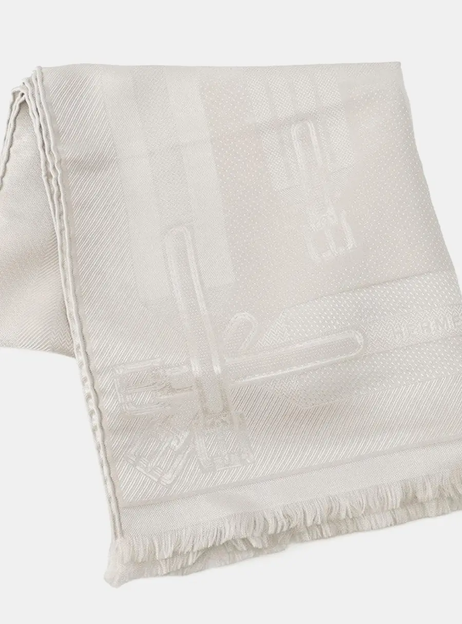 Hermes Silk Scarf Jacquard Coaching Craie