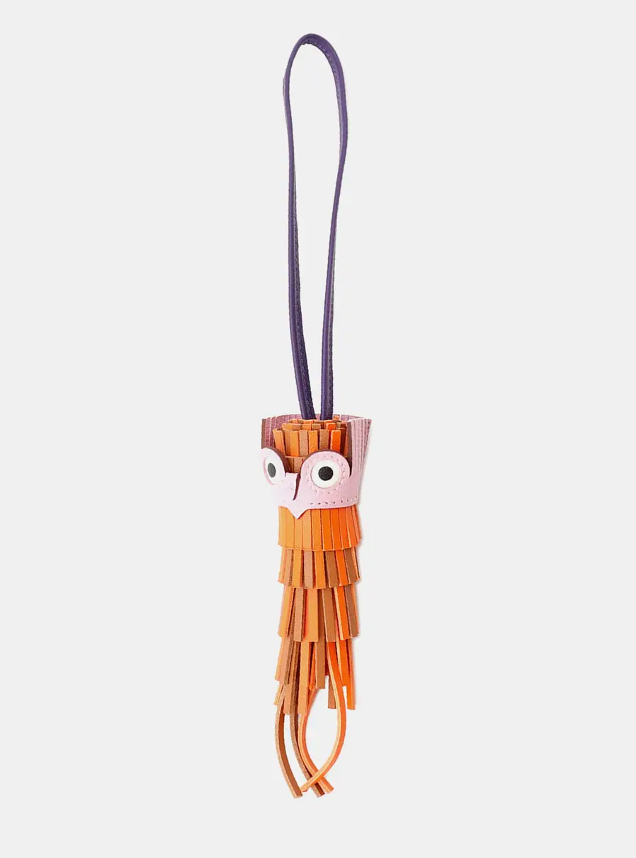 Hermes Bag Charm Chouette Mauve Sylvestre/Purple/Orange/Gold/White/Black Epsom Lambskin Swift Leather
