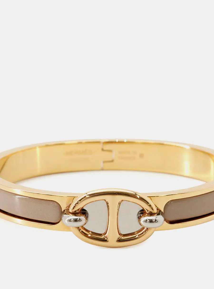 Hermes Enamel Bracelet Clic/Chaine D'Ancre Size Pm Marong Rasse Gold Plated Enamel
