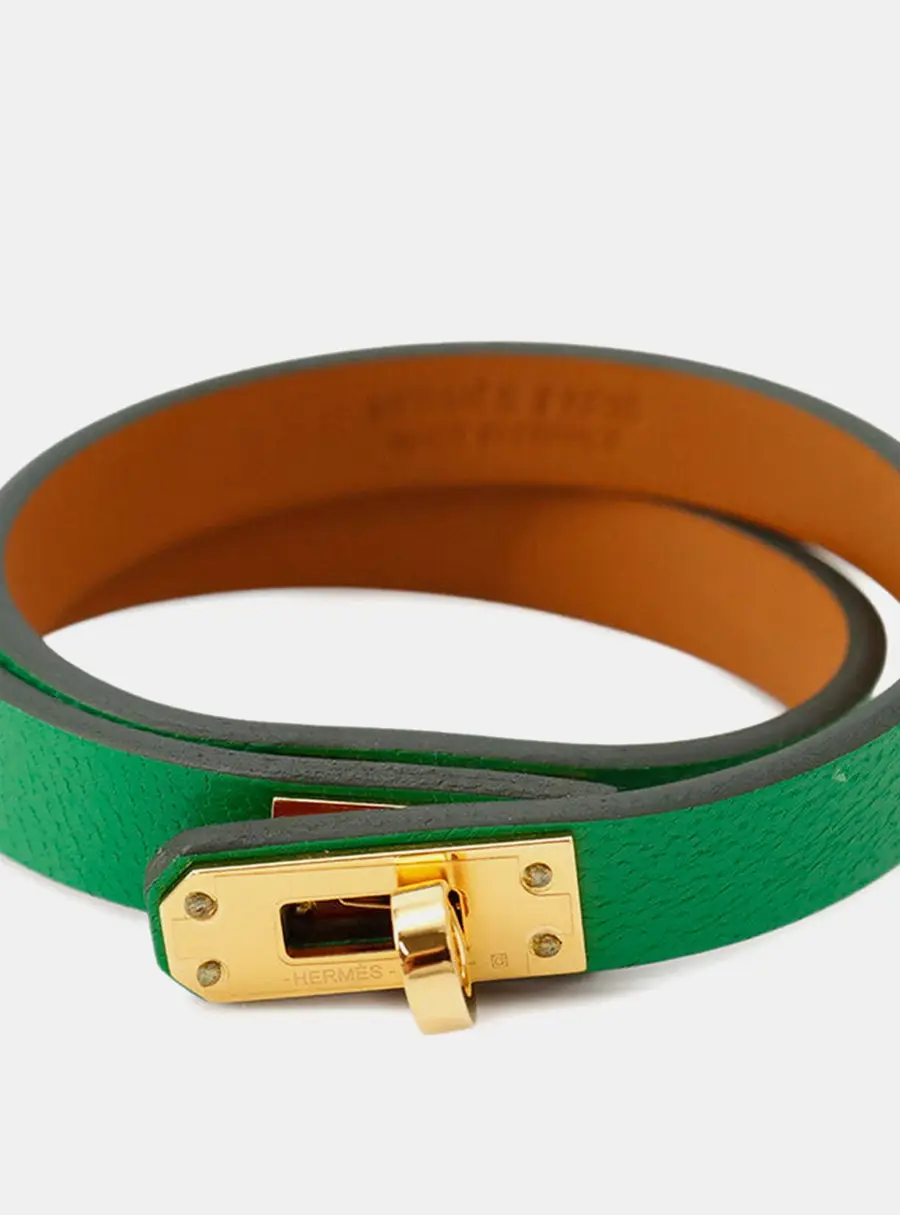 Hermes Mini Kelly Double Tour Bracelet Size T2 Bamboo Chevre Myzore Goatskin