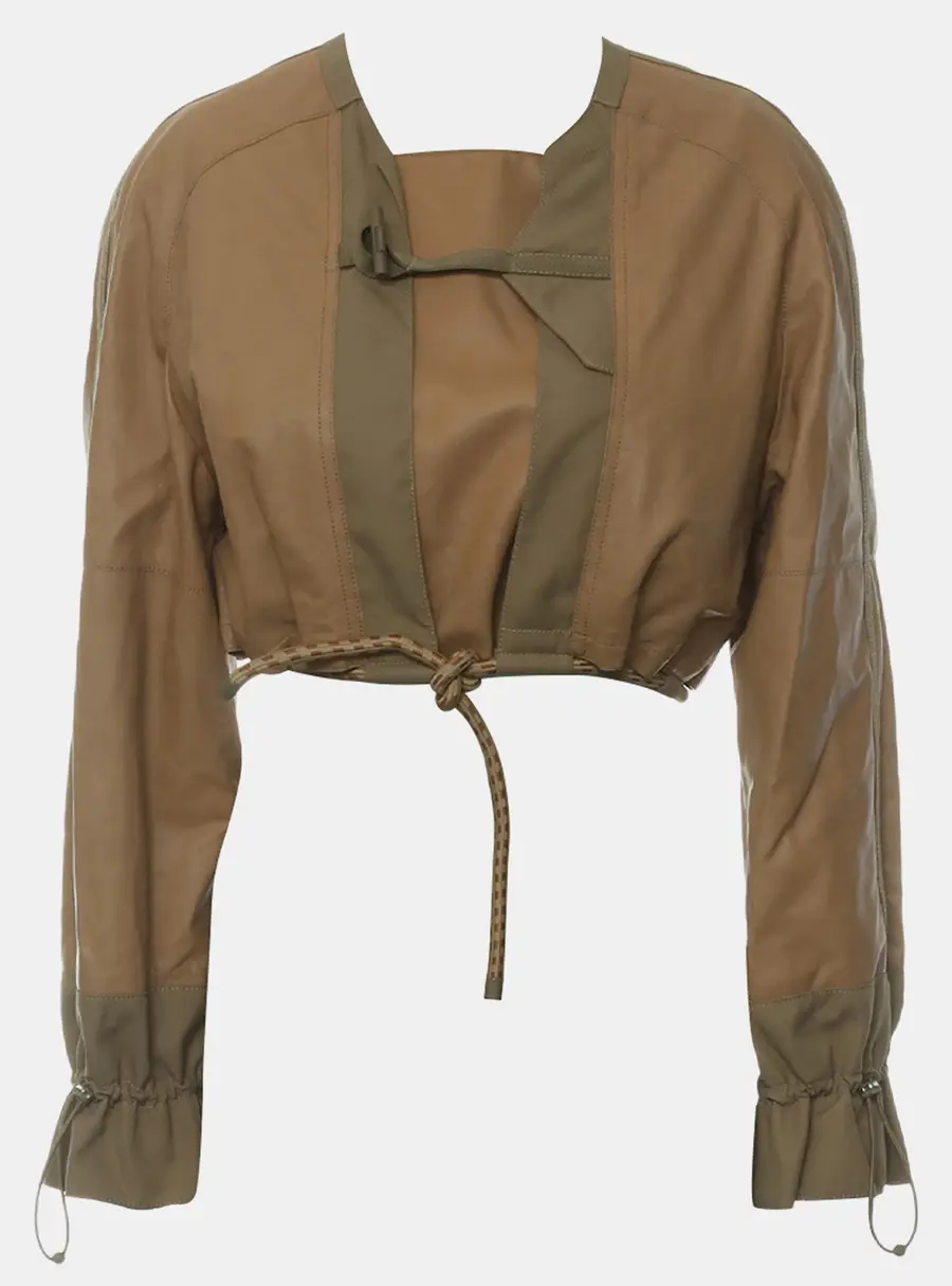 Hermes Beige Nomade Leather Crop Jacket M