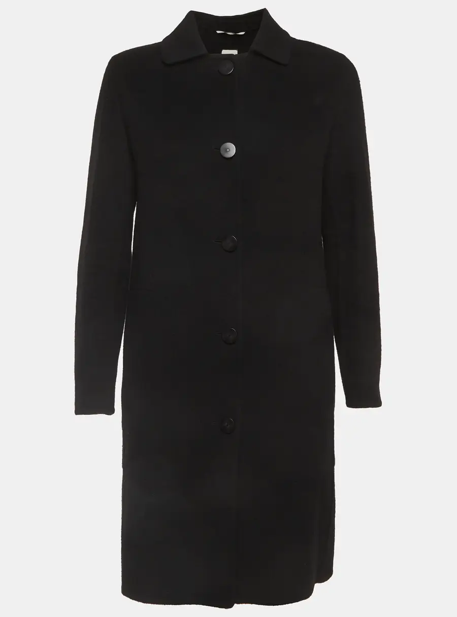 Hermes Black Felt Mid-Length Coat S