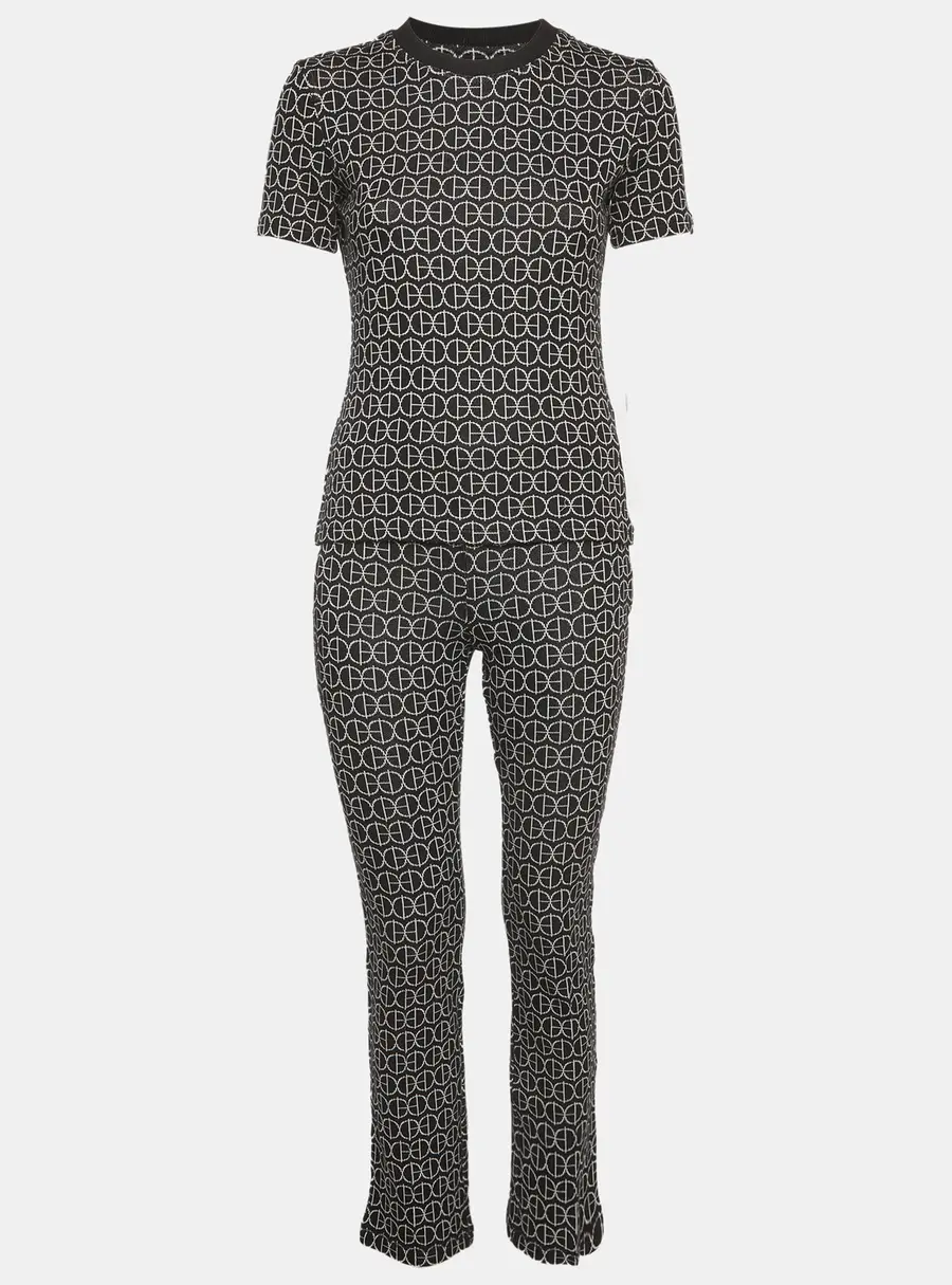 Hermes Black Monochrome H Rond Jacquard Knit T-Shirt and Pant Set S/M