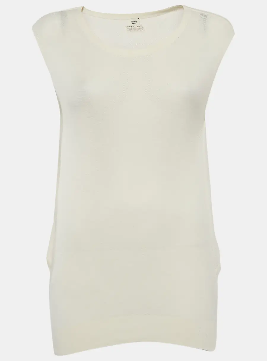 Hermès Cream Knitted Sleeveless Top M