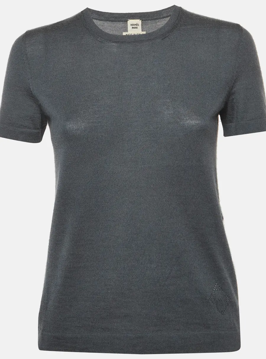 Hermes Grey Wool Knit Crew Neck T-Shirt M