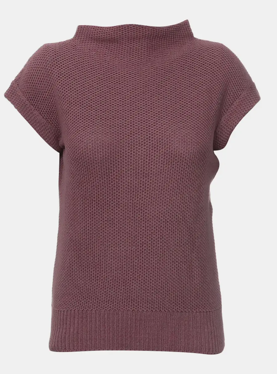 Hermes Turtleneck Knit Burgundy Polyester Top
