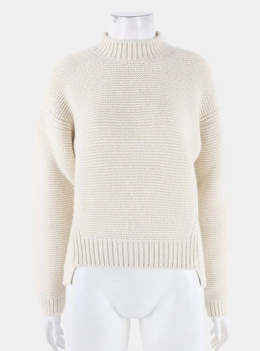 Herm&egrave;s Ivory Cashmere Knit Sweater 34