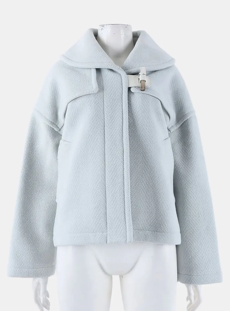 Hermes Sky Blue Wool Half Coat Size M