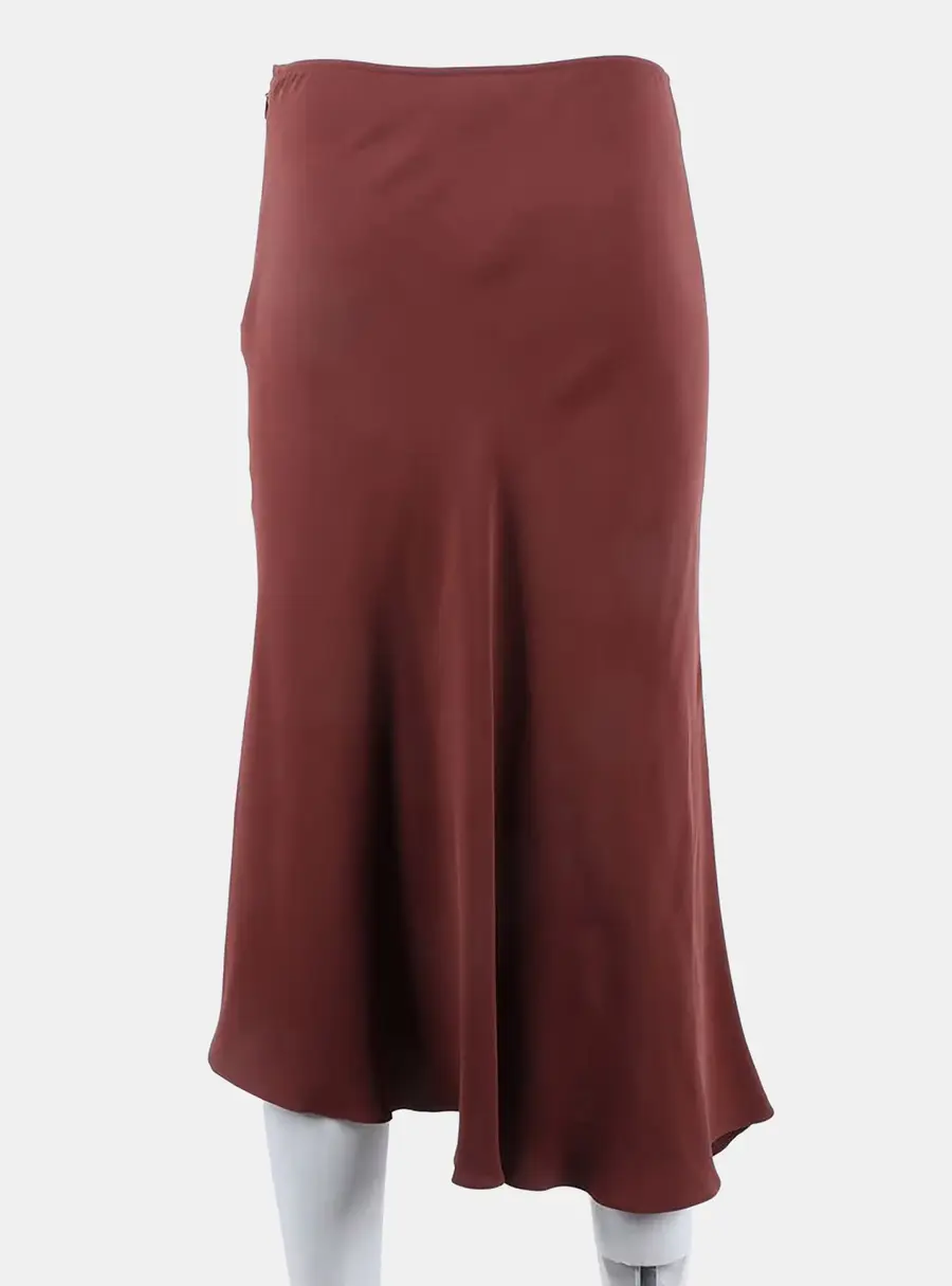 Herm&egrave;s Brown Silk Skirt Size M