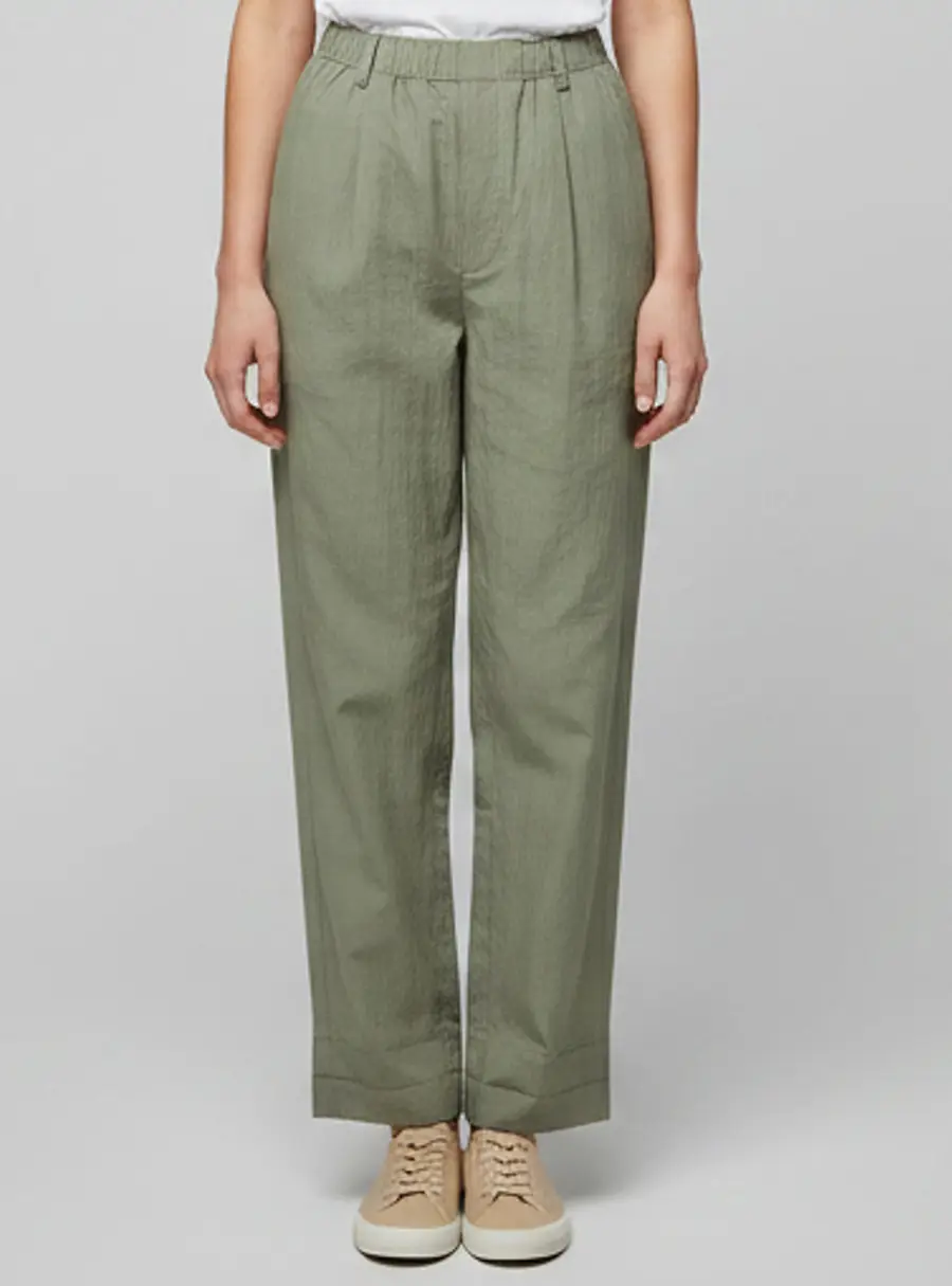 Hermes Sage Green Crepe Wide Leg Pants L