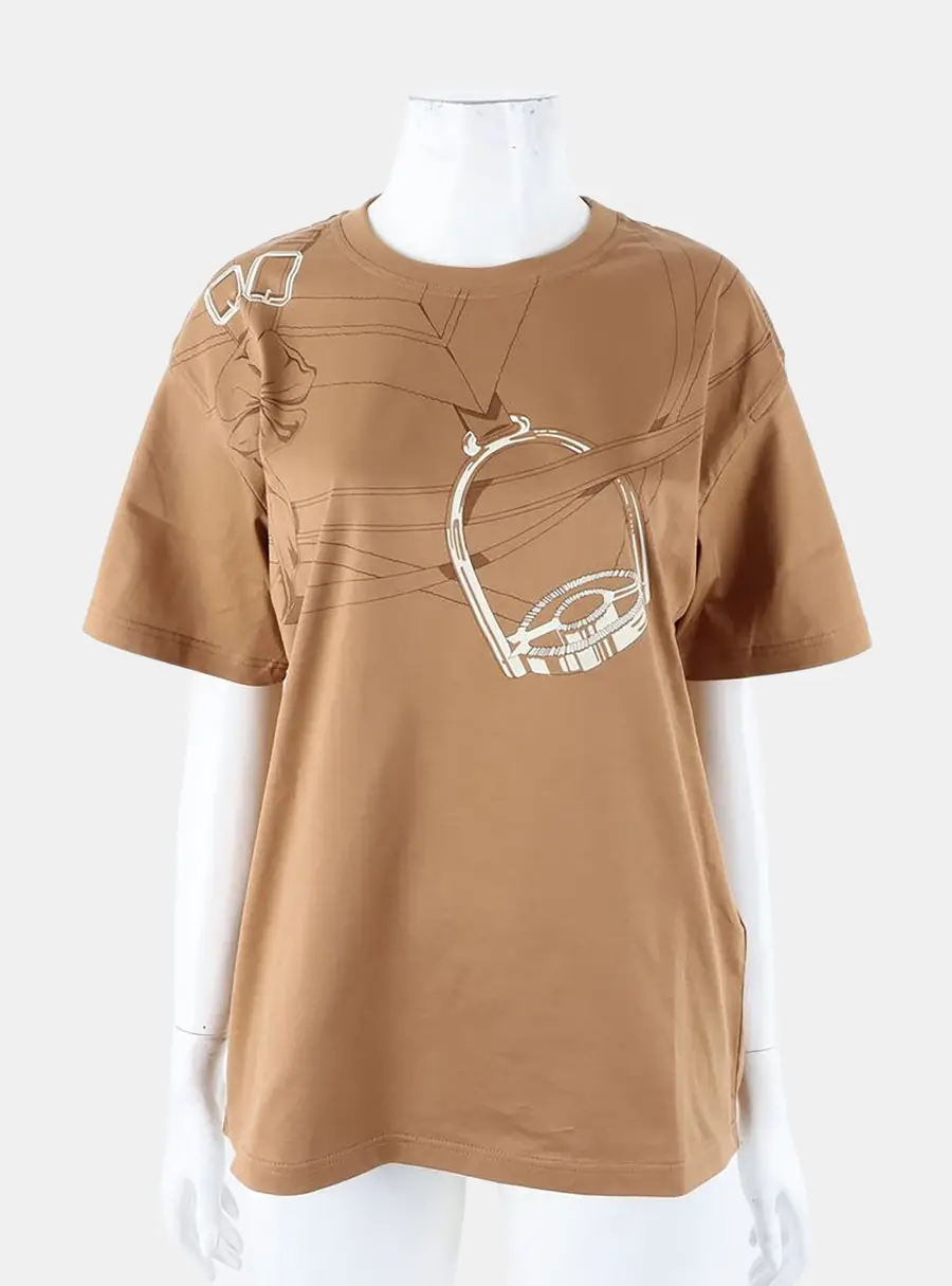 Hermès Brown Cotton Short Sleeves Size S