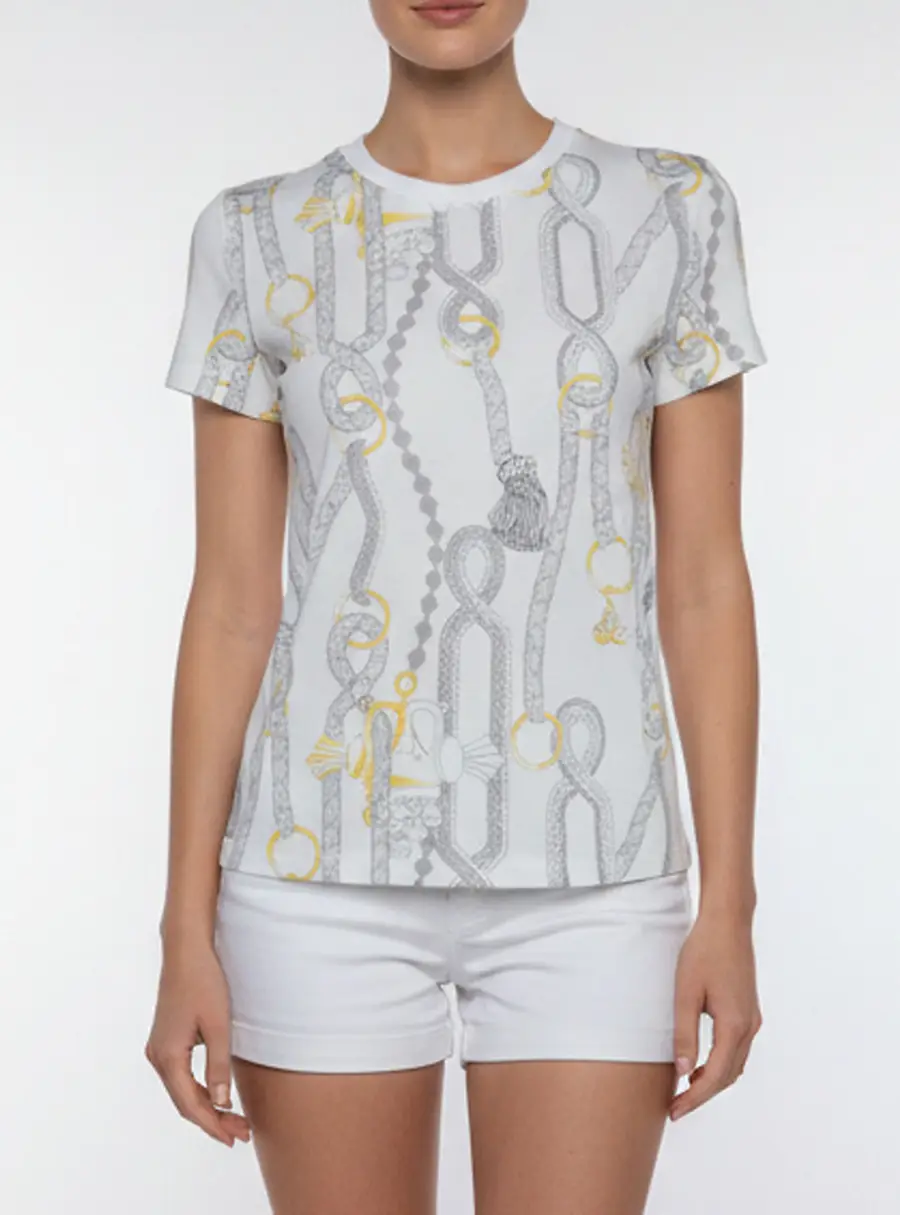 Hermès White Printed Cotton Palefroi Remix T-Shirt S