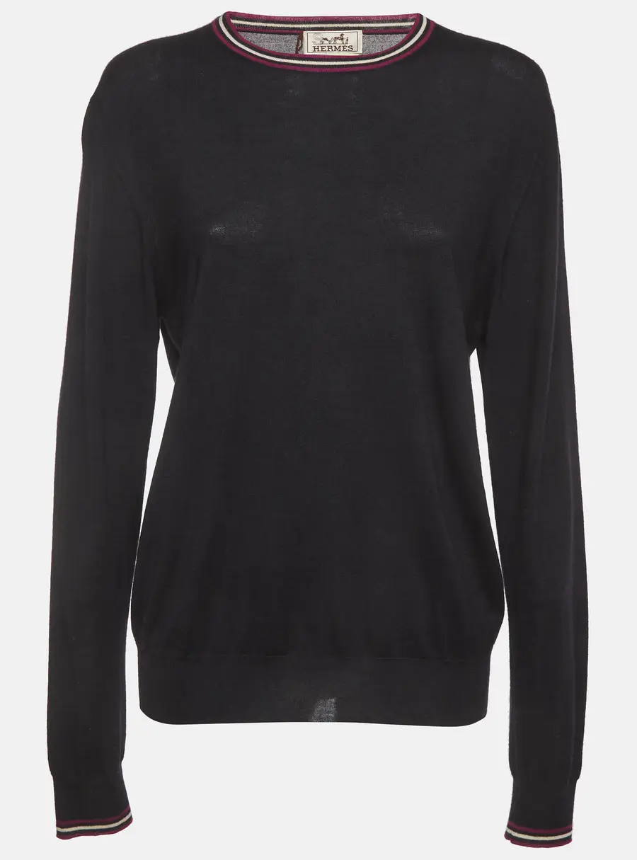 Hermes Black Knit Long Sleeve Sweater M