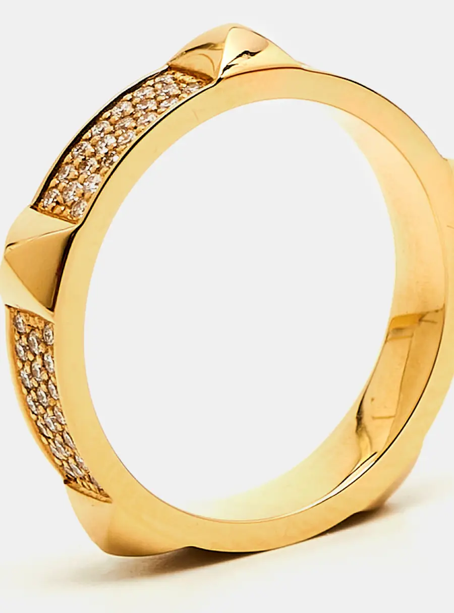 Hermes Clou D'H Ring Diamonds 18k Rose Gold Ring Size 52